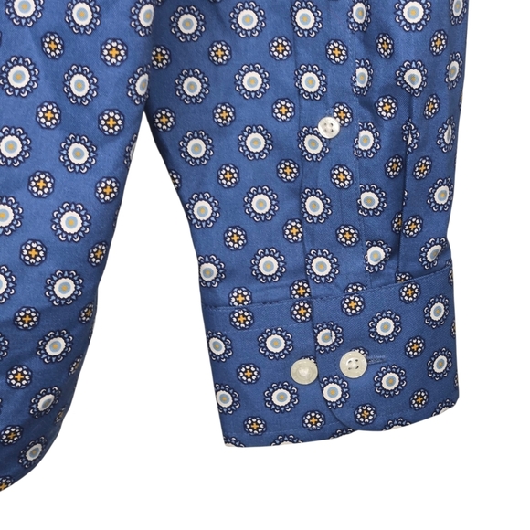 Lands End Traditional Fit No Iron Twill Mens Geo Print Button Shirt 15 - 15 1/2 - Picture 3 of 15